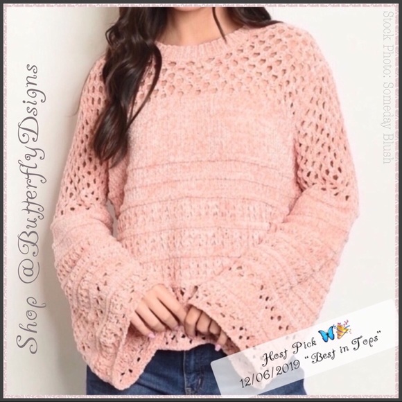 Someday Blush Sweaters - HP Soft Loose Knit Boho Bell Sleeve Sweater